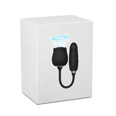 10-Speed Black Color Silicone Clitoral Sucking Rose with Thrusting Vibrator
