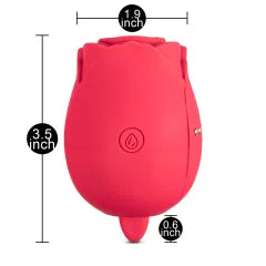 Customizable 7-Function Red Color Silicone Clitoral Rose Sucking Vibrator with Vibrating Tongue