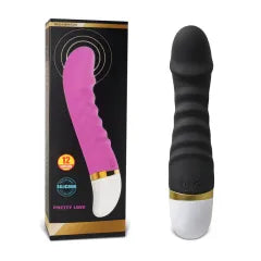 12-Speed Black Color Rechargeable Silicone Dildo Vibrator