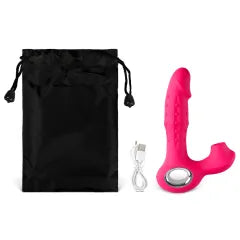 Red Color 12-Speed Silicone Vibrator with Sucking, Finger-Like, and Beaded Up-and-Down Motion Functions