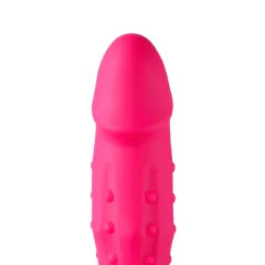 Red Color 12-Speed Silicone Vibrator with Sucking, Finger-Like, and Beaded Up-and-Down Motion Functions