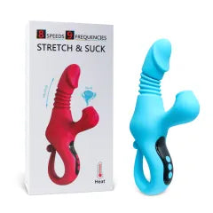 Cyan Color 9-Speed Silicone Thrusting, Sucking & Heating Vibrator