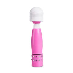 Pink Color Mini Wand Vibrator with Diamonds