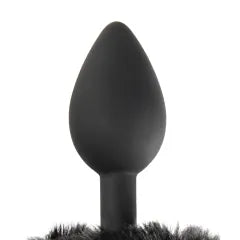 Black Color Silicone Butt Plug with Black Tail
