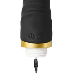 12-Speed Black Color Rechargeable Silicone Dildo Vibrator