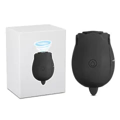 Black Color 7-Function Silicone Clitoral Rose Sex Toy with Vibrating Tongue