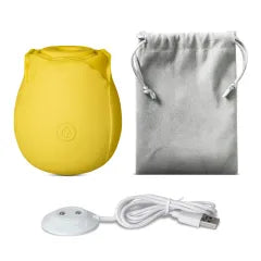 10-Function Yellow Color Silicone Clitoral Sucking Rose Vibrator