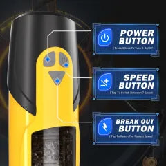 7-Speed Black & Yellow App-Controlled Rechargeable Masturbator with Vibrating, Thrusting & Rotating Functions