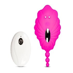 10 Speeds Pink Color Remote Control Silicone Wearable Panty Vibrator with Beads