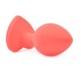 Small Size Red Color Silicone Anal Plug with Heart Shape Diamond