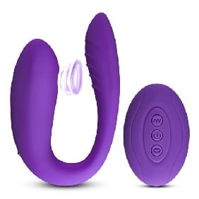 10 Speeds Purple Remote Control Rechargeable Clitoral and Couple Vibrator with Sucking Function,