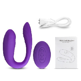 10 Speeds Purple Remote Control Rechargeable Clitoral and Couple Vibrator with Sucking Function,