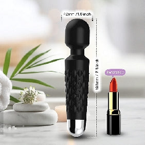 Black Color 9 Speeds Rechargeable Silicone Wand Massager