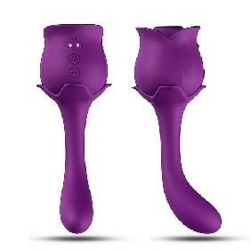 10 Speeds Purple Color Silicone Clitoral Sucking Rose with G-Spot Vibrator