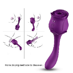 10 Speeds Purple Color Silicone Clitoral Sucking Rose with G-Spot Vibrator