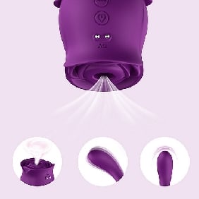 10 Speeds Purple Color Silicone Clitoral Sucking Rose with G-Spot Vibrator