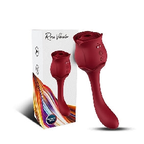 10 Speeds Red Color Silicone Clitoral Sucking Rose with G-Spot Vibrator