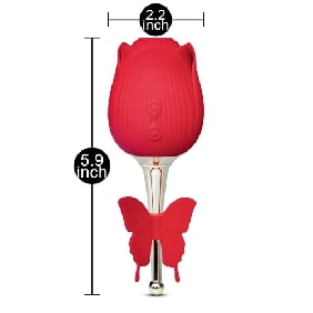 10-Speed Red Color Silicone Clitora Rose Vibrator with Butterfly