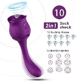 10 Speeds Purple Color Silicone Clitoral Sucking Rose with G-Spot Vibrator