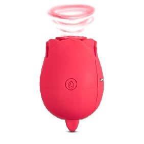 7-Function Red Color Silicone Clitoral Rose Sucking Vibrator with Vibrating Tongue